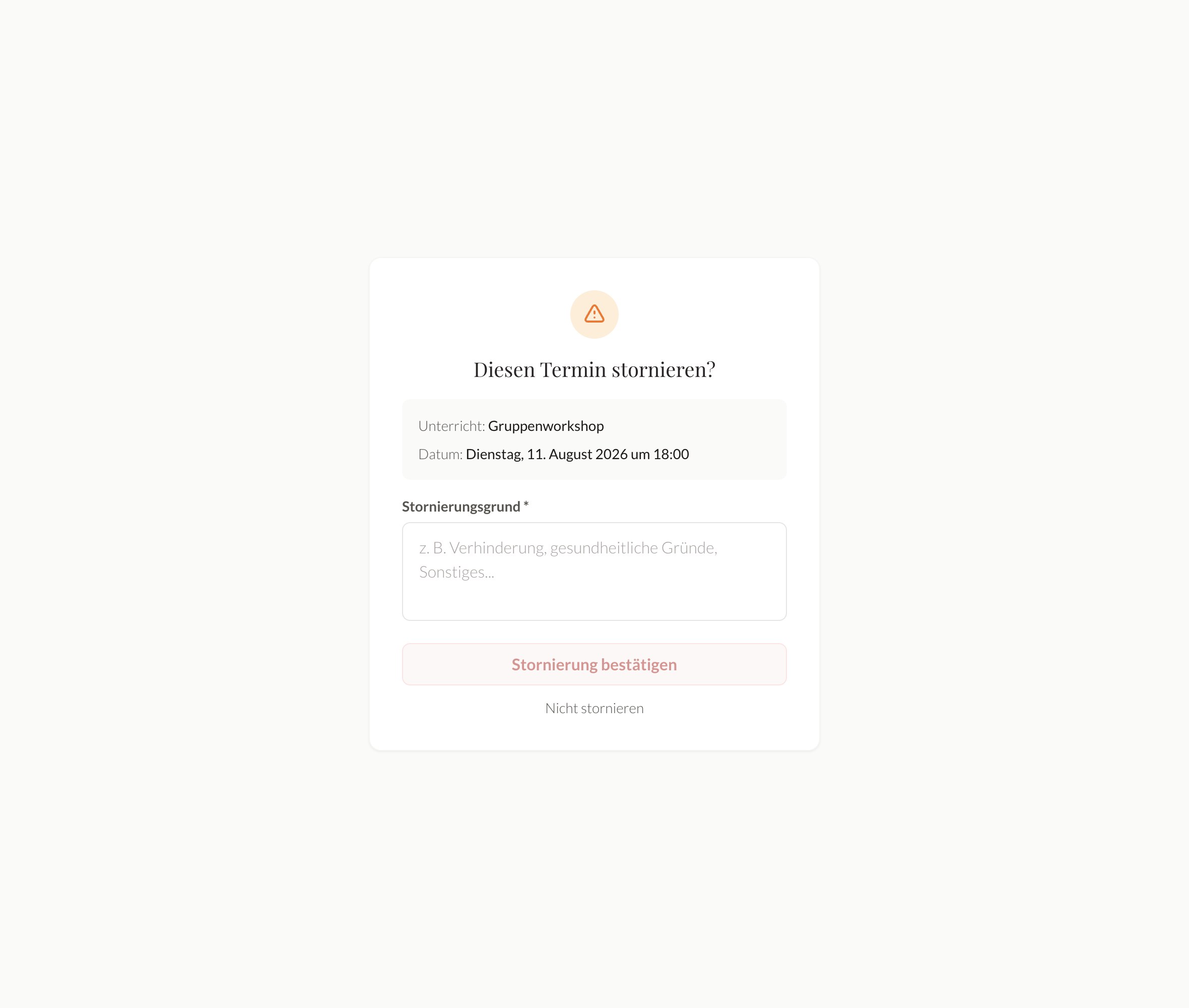 Der Kunde sagt selbst ab, über seinen sicheren Link