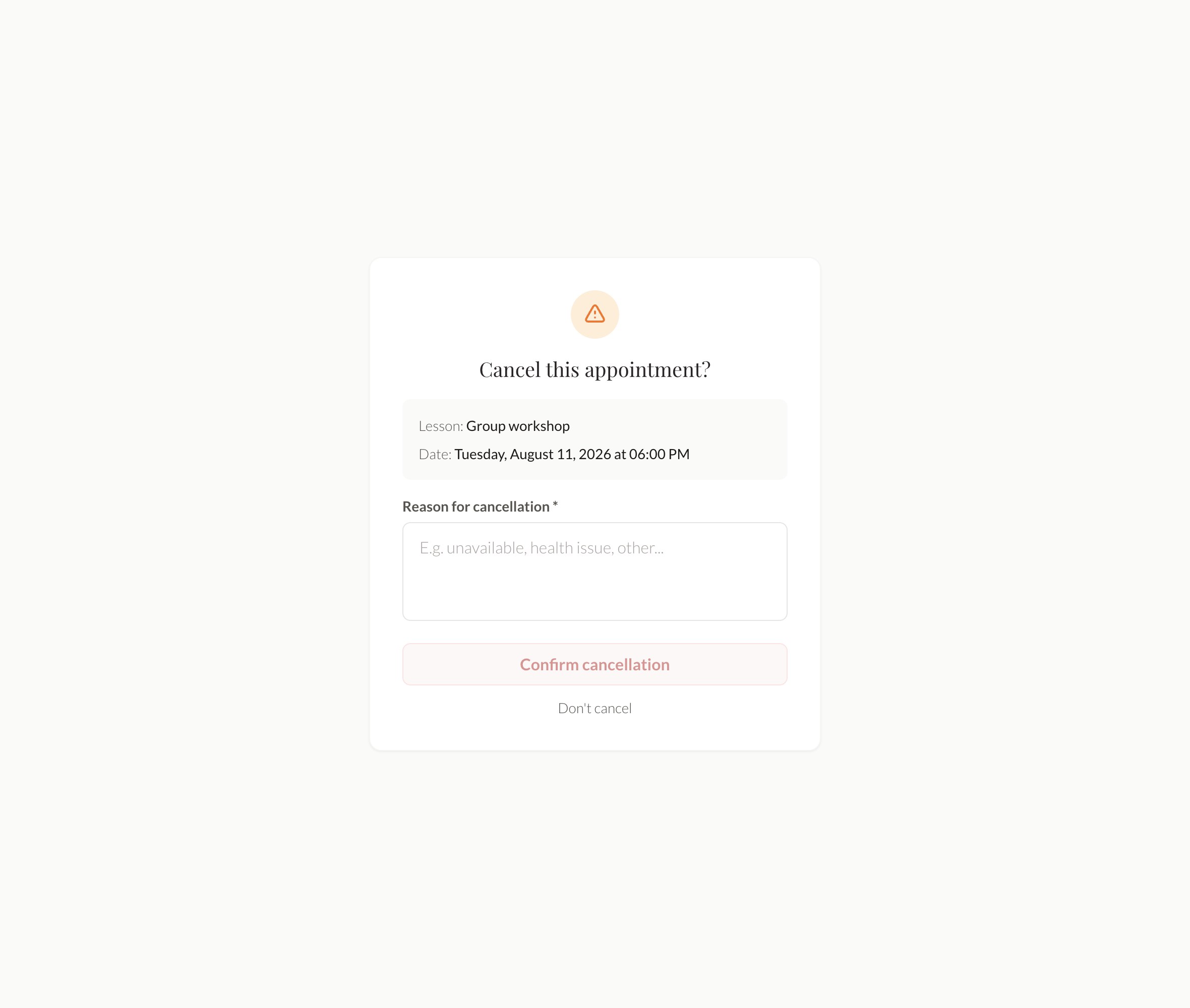 The client cancels on their own, from their secure link