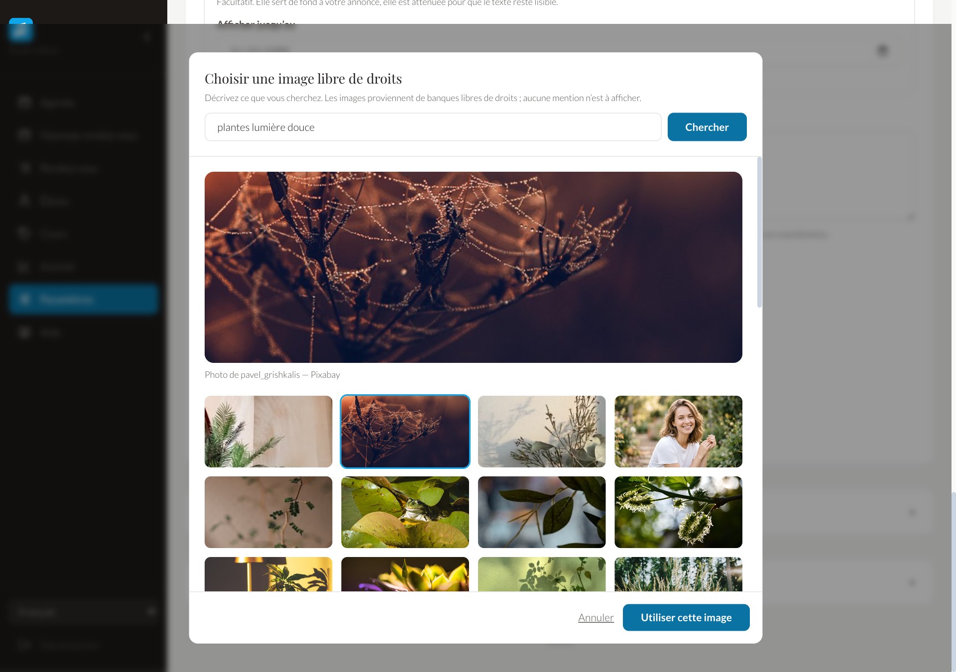 Une banque d’images libres de droits, dans vos réglages